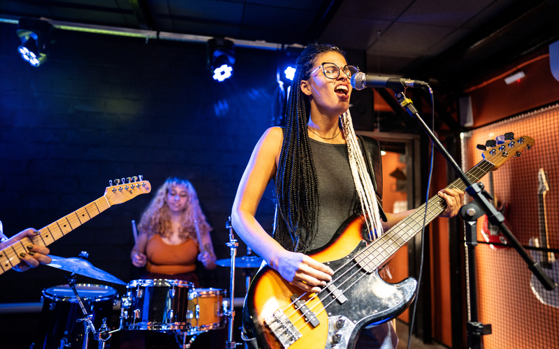 A band playing on stage.